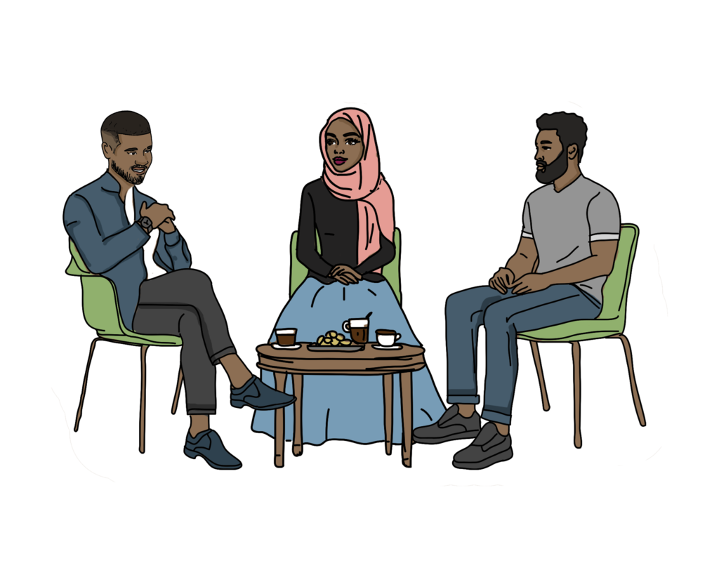 lack Muslim couple connecting and getting to know each other through Sukoon’s faith-centered matchmaking platform