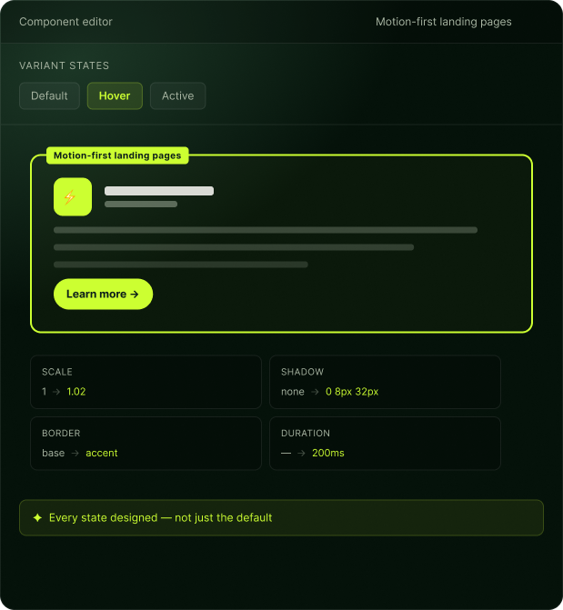 Motion-first landing pages