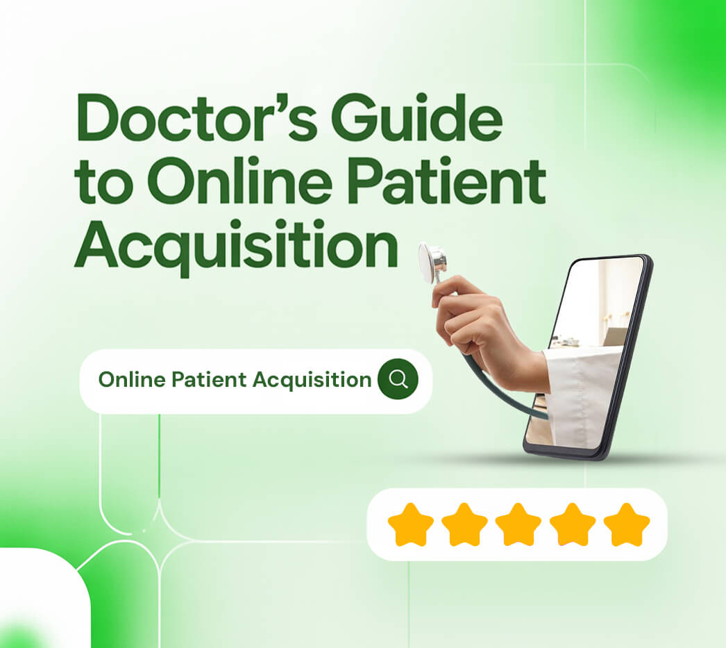 doctor using laptop for online patient acquisition and digital healthcare marketing